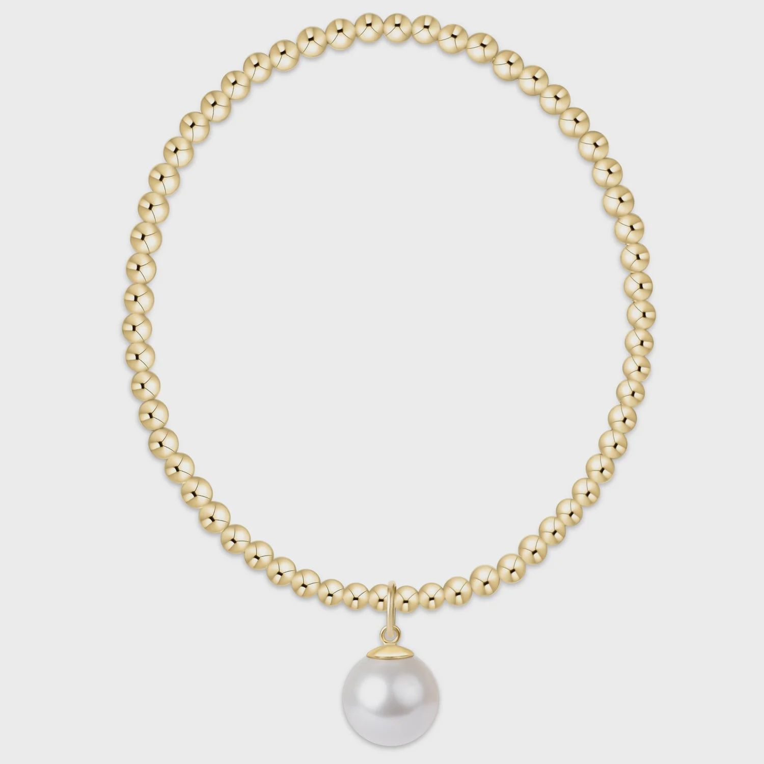 CLASSIC GOLD 3MM BRACELET10MM PEARL CHARM