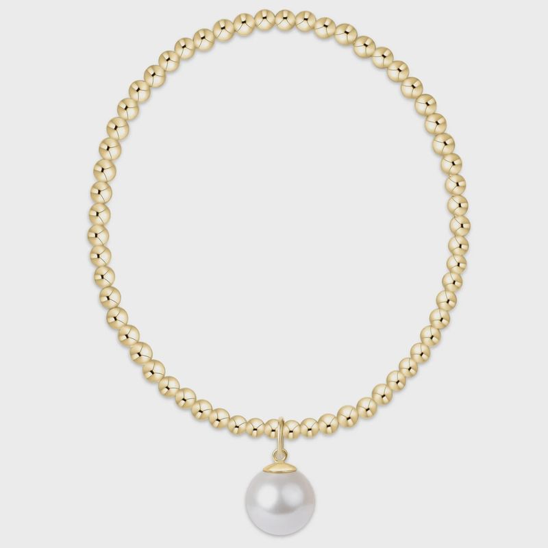 CLASSIC GOLD 3MM BRACELET10MM PEARL CHARM