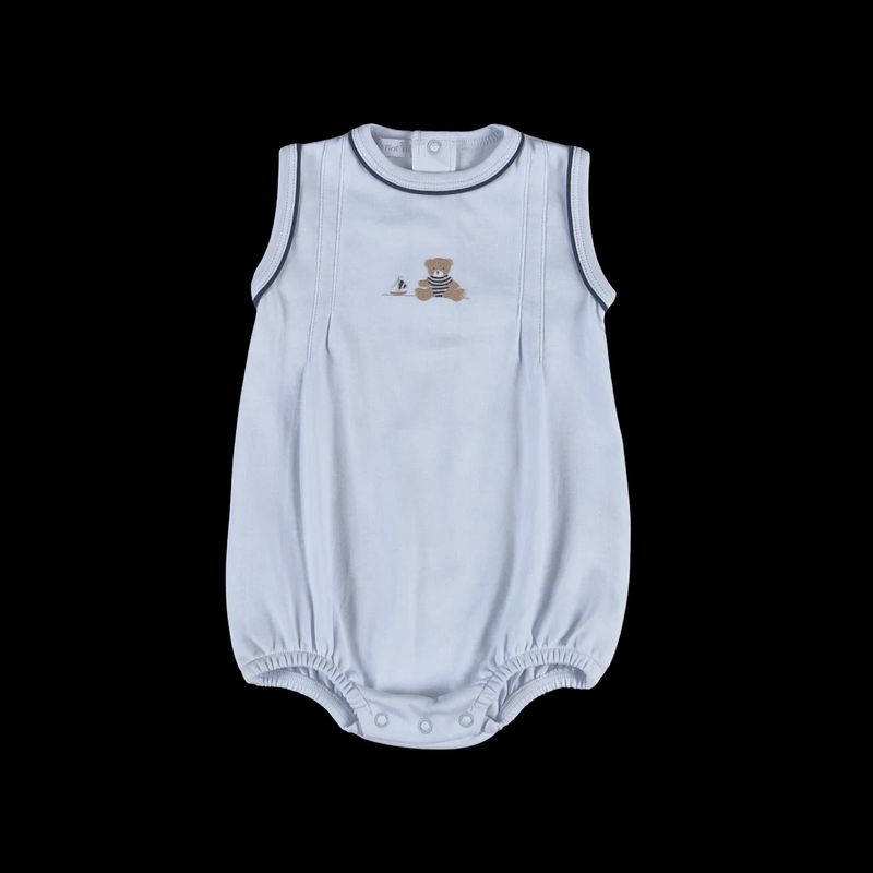 BLUE MARINER BEAR EMBROIDERY BUBBLE 6-9 M