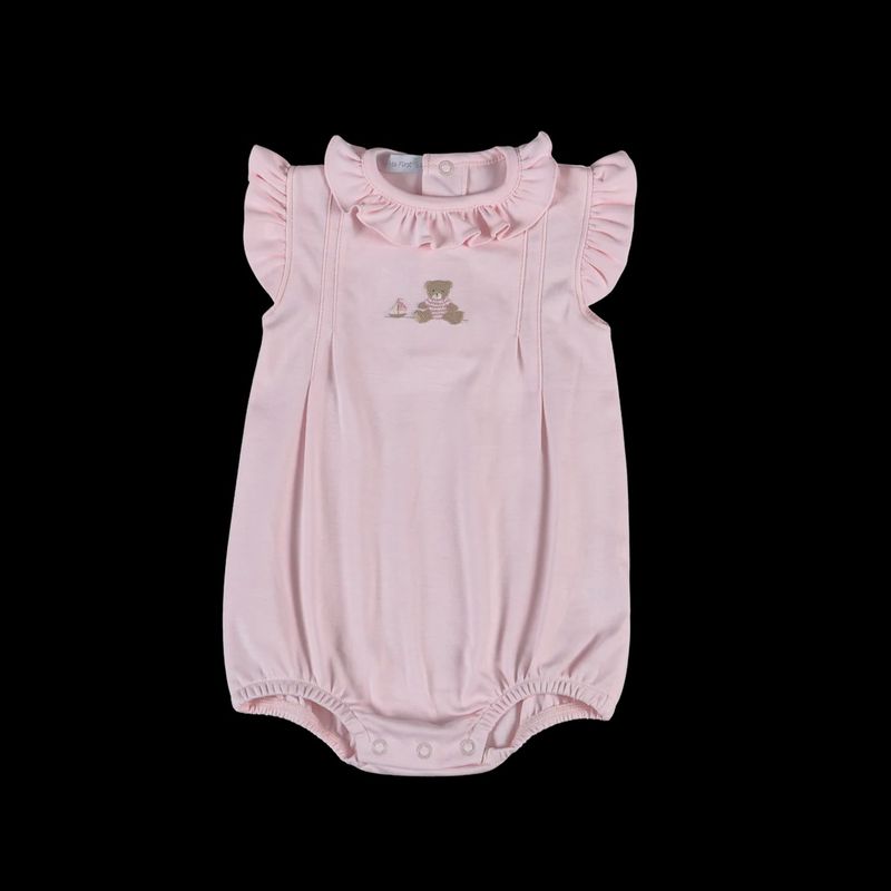 PINK MARINER BEAR EMBROIDERY BUBBLE 3-6M