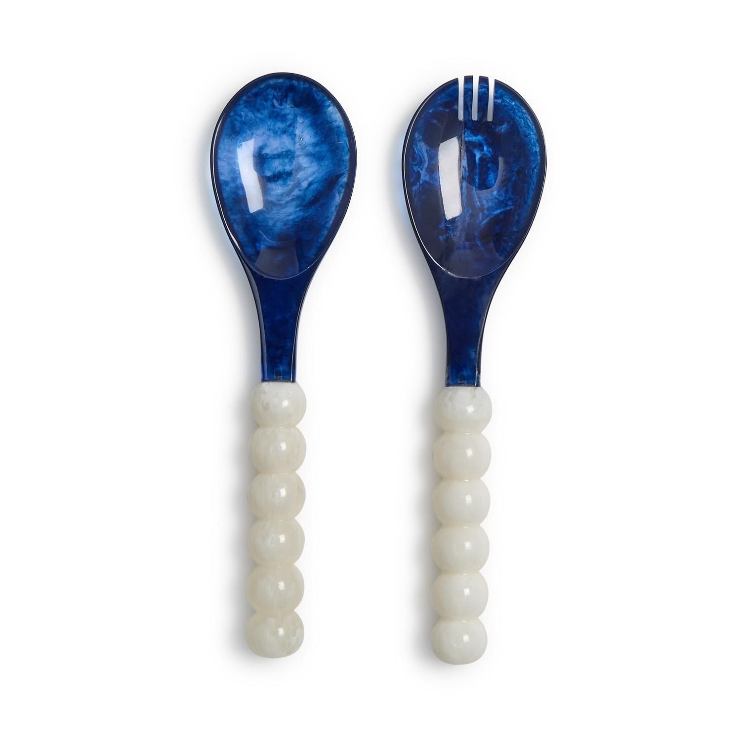 BLUE &amp; WHITE SALAD SERVERS S/2