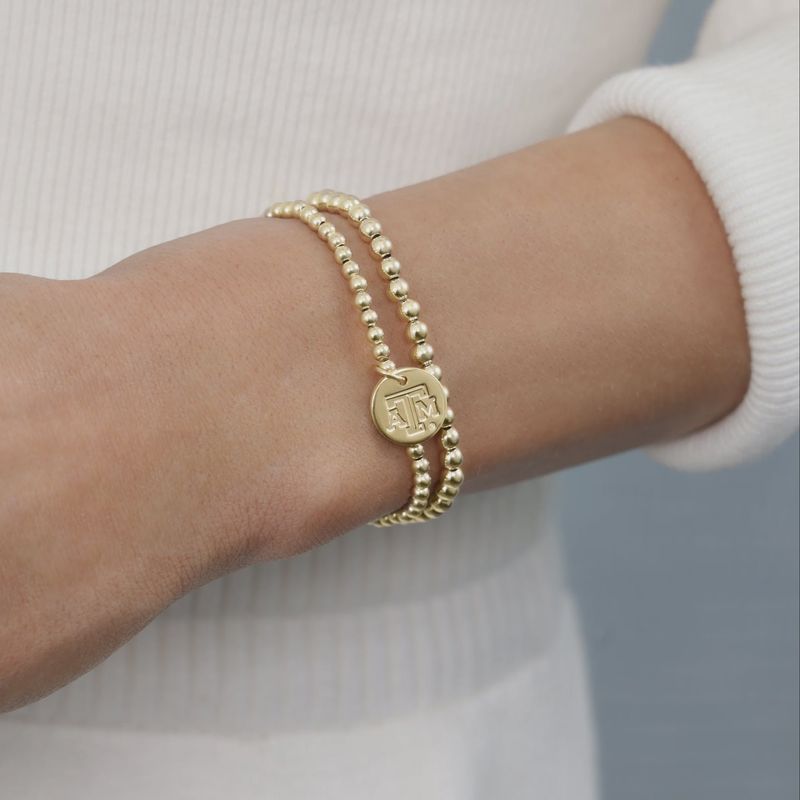ECOLLEGIATE CLASSIC GOLD BRACELET 3MM TEXAS A&amp;M DISC