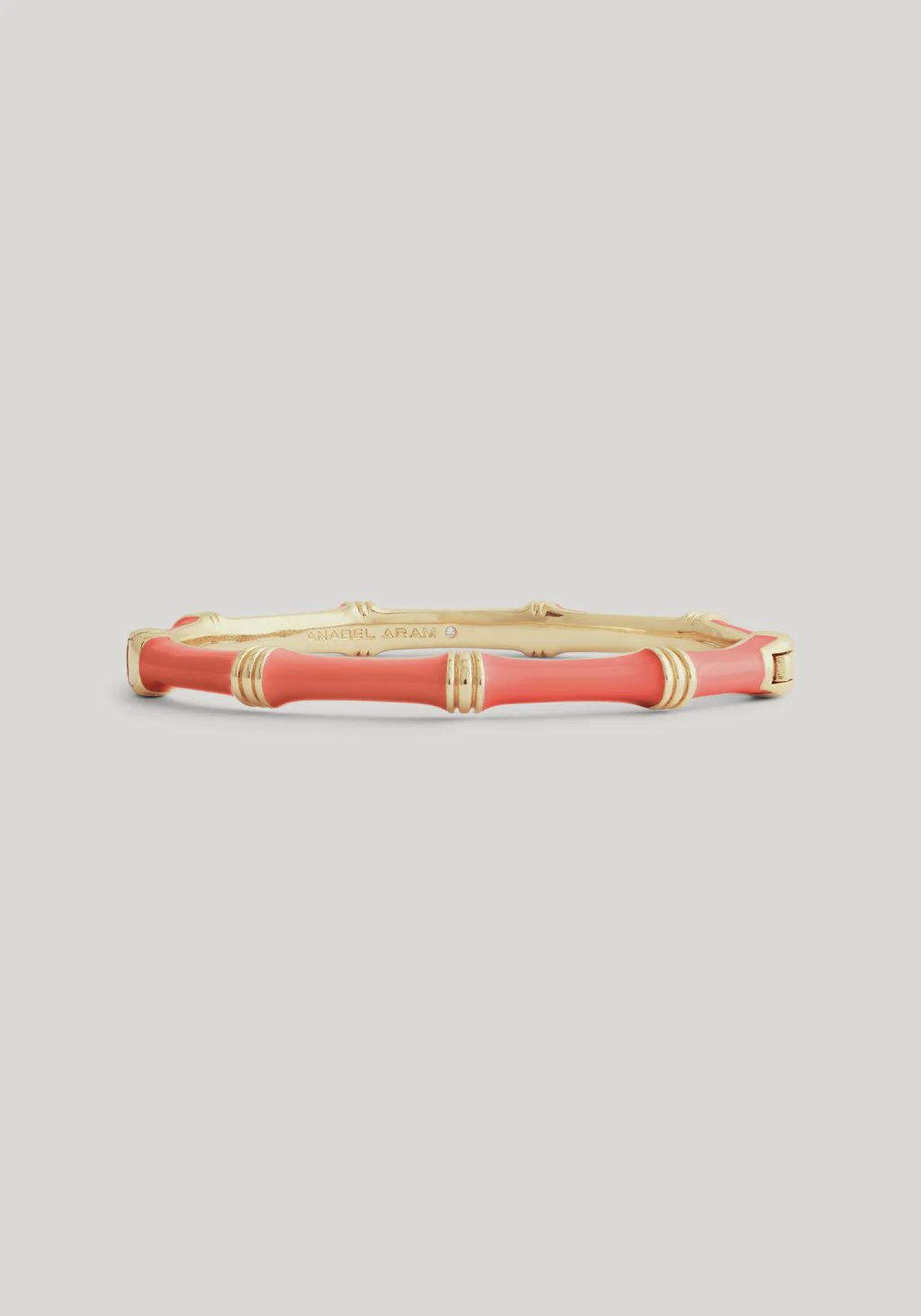BAMBOO ENAMELED HINGED BANGLE CORAL