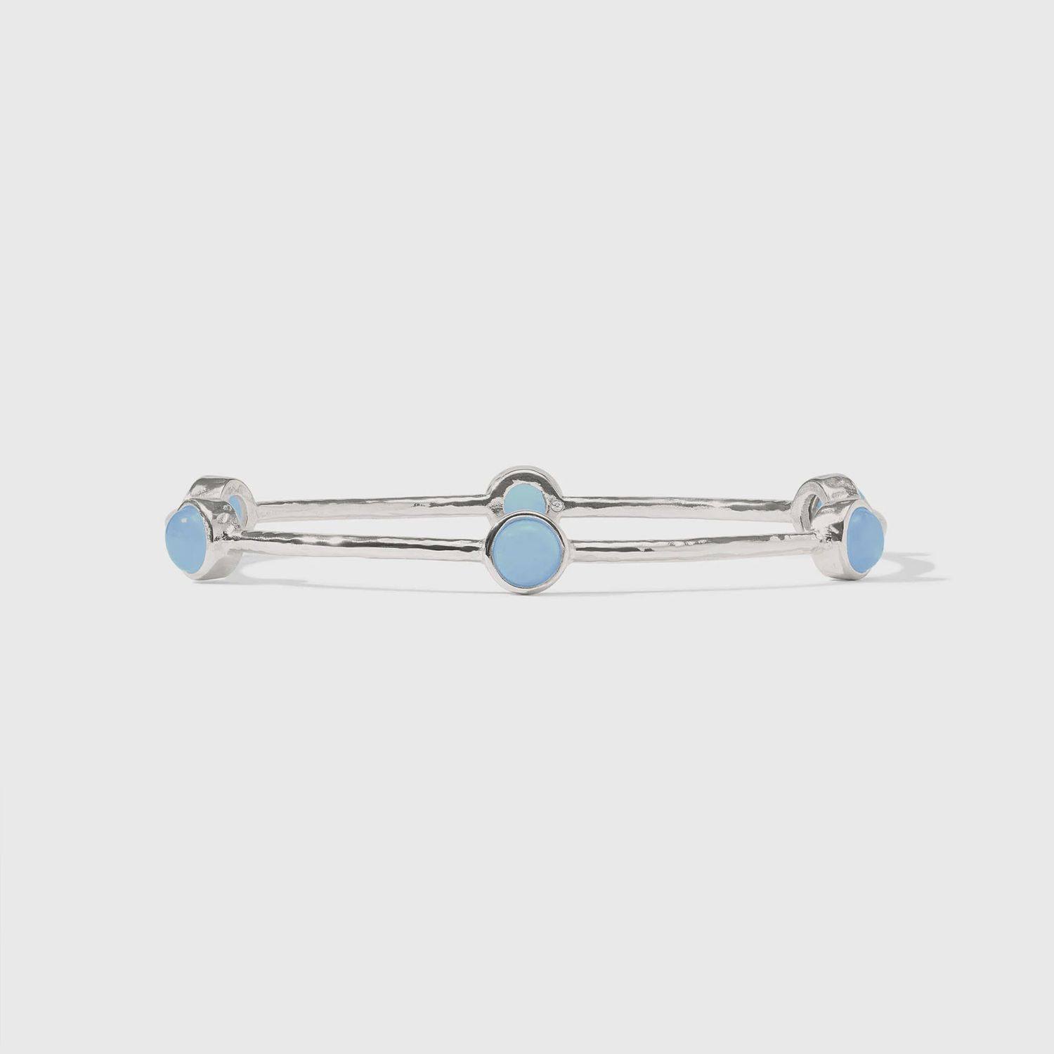 MILANO LUXE BANGLE SILVER AQUAMARINE BLUE LARGE