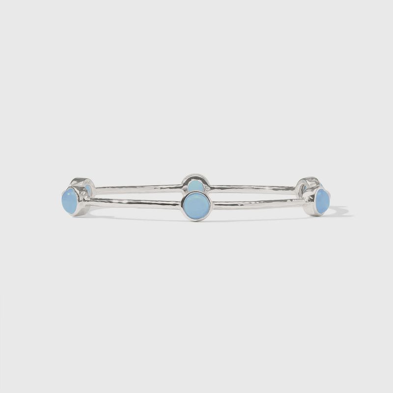 MILANO LUXE BANGLE SILVER AQUAMARINE BLUE LARGE
