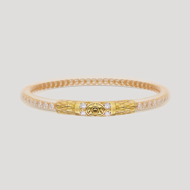 QUEEN ALL WEATHER GOLDBANGLE CLEAR CRSYTAL LARGE