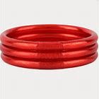 CRIMSON ALL WEATHER SERENITY PRAYER BANGLES S/3 MEDIUM