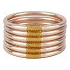 CHAMPAGNE ALL WEATHER SERENITY PRAYER BANGLES S/6 SMALL