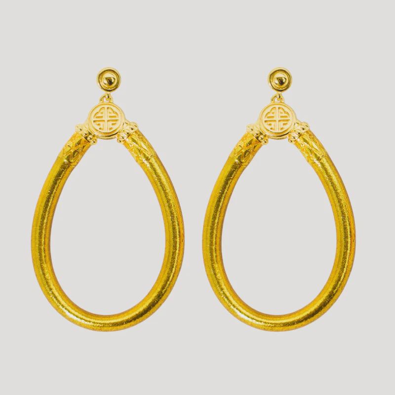 GOLD HOOP BUDHA  EARRINGS
