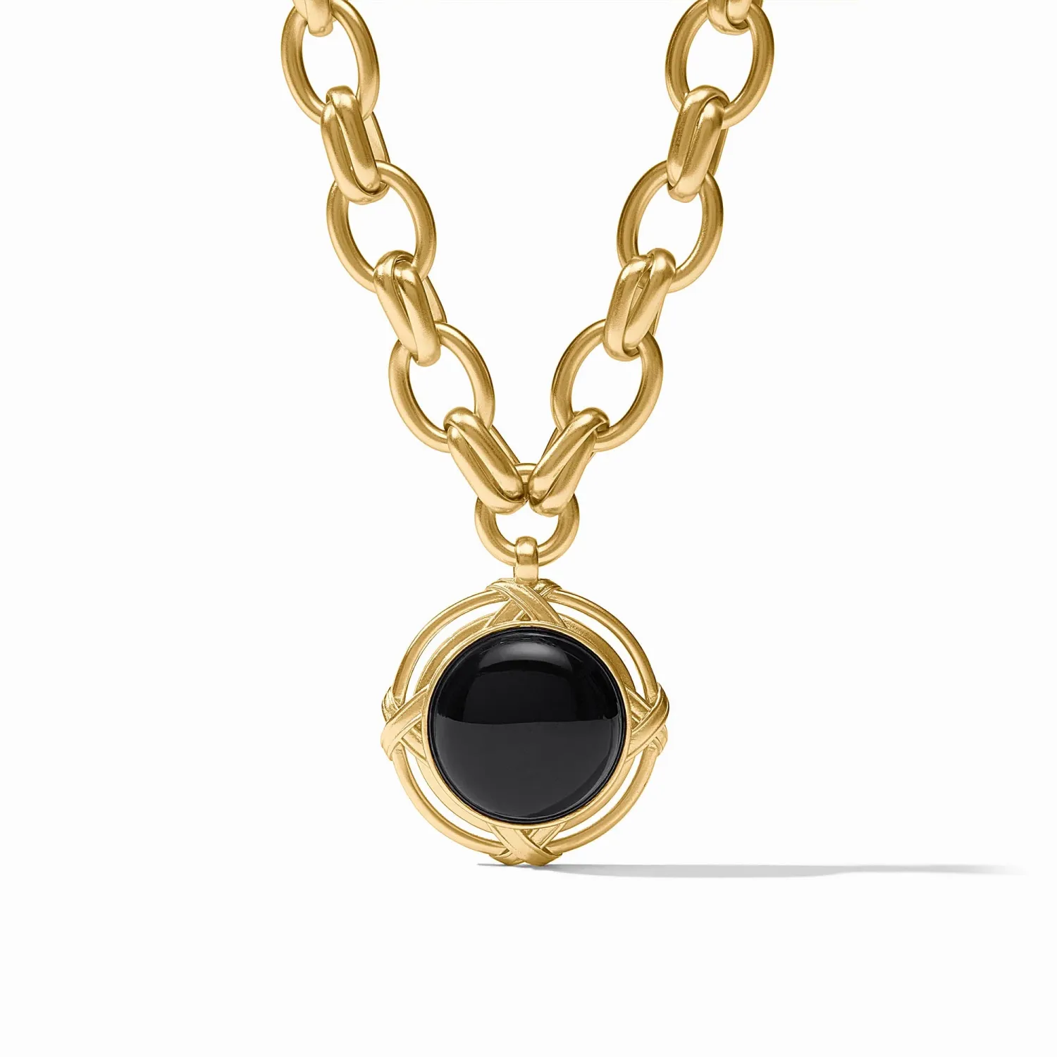 ESSEX STATEMENT GOLD NECKLACE OBSIDIAN BLACK