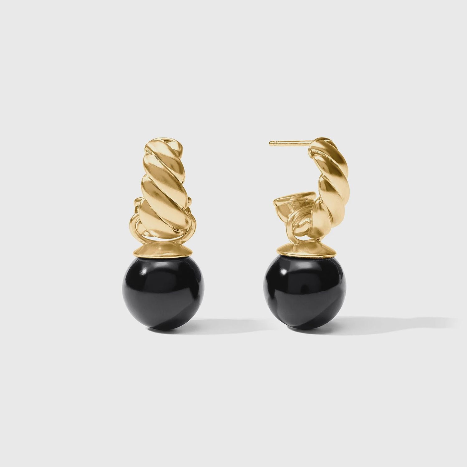 RAVELLO HOOP &amp; CHARM EARRING OBSIDIAN BLACK