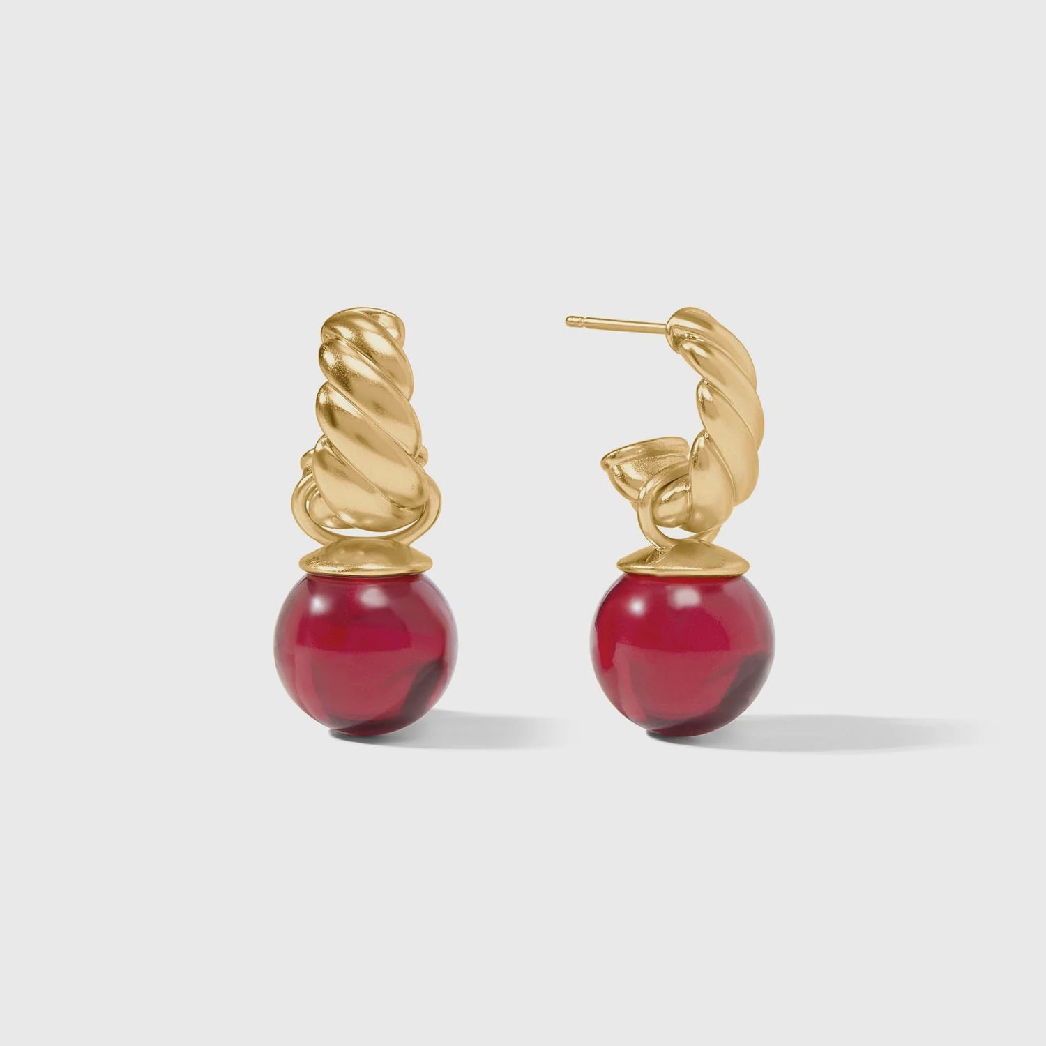 RAVELLO HOOP &amp; CHARM EARRING CRANBERRY