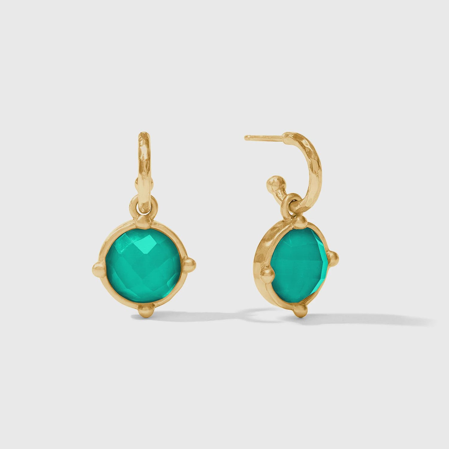 HONEYBEE HOOP &amp; CHARM EARRING EMERALD GREEN