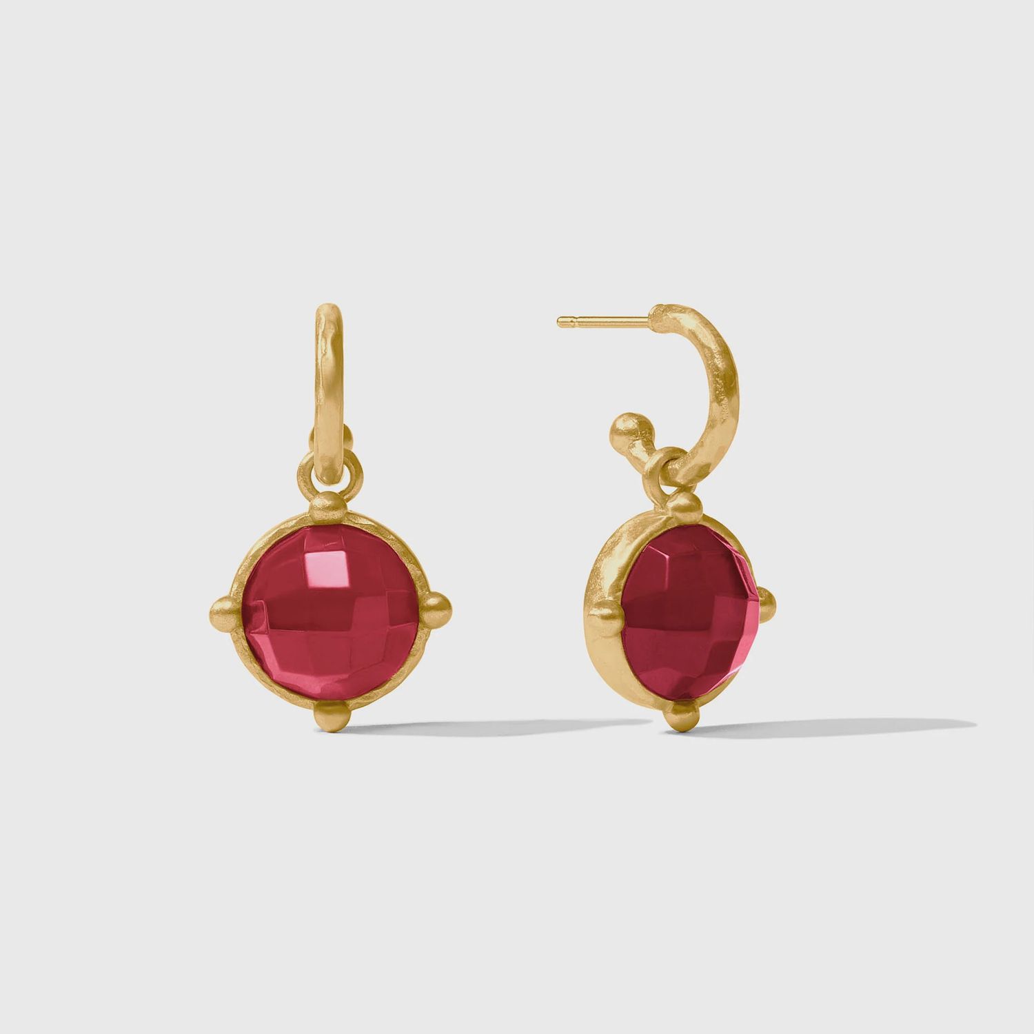 HONEYBEE HOOP &amp; CHARM EARRING RUBY RED