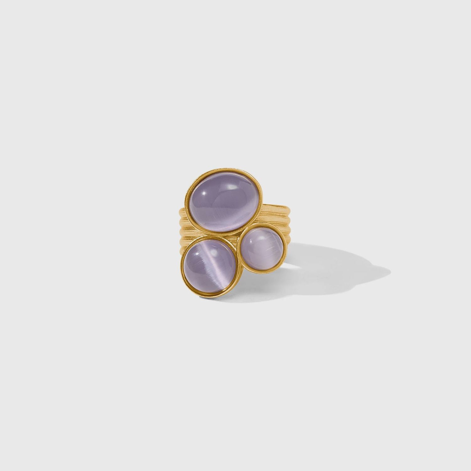 COBBELSTONE STATEMENT GOLD RING BLUE CAT'S EYE 8