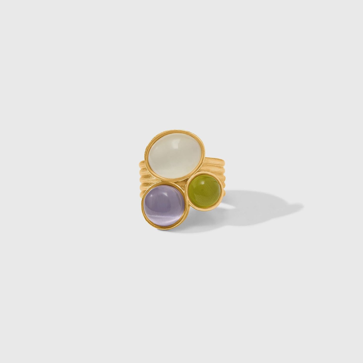 COBBELSTONE STATEMENT GOLD RING MULTI STONE CAT'S EYE 8