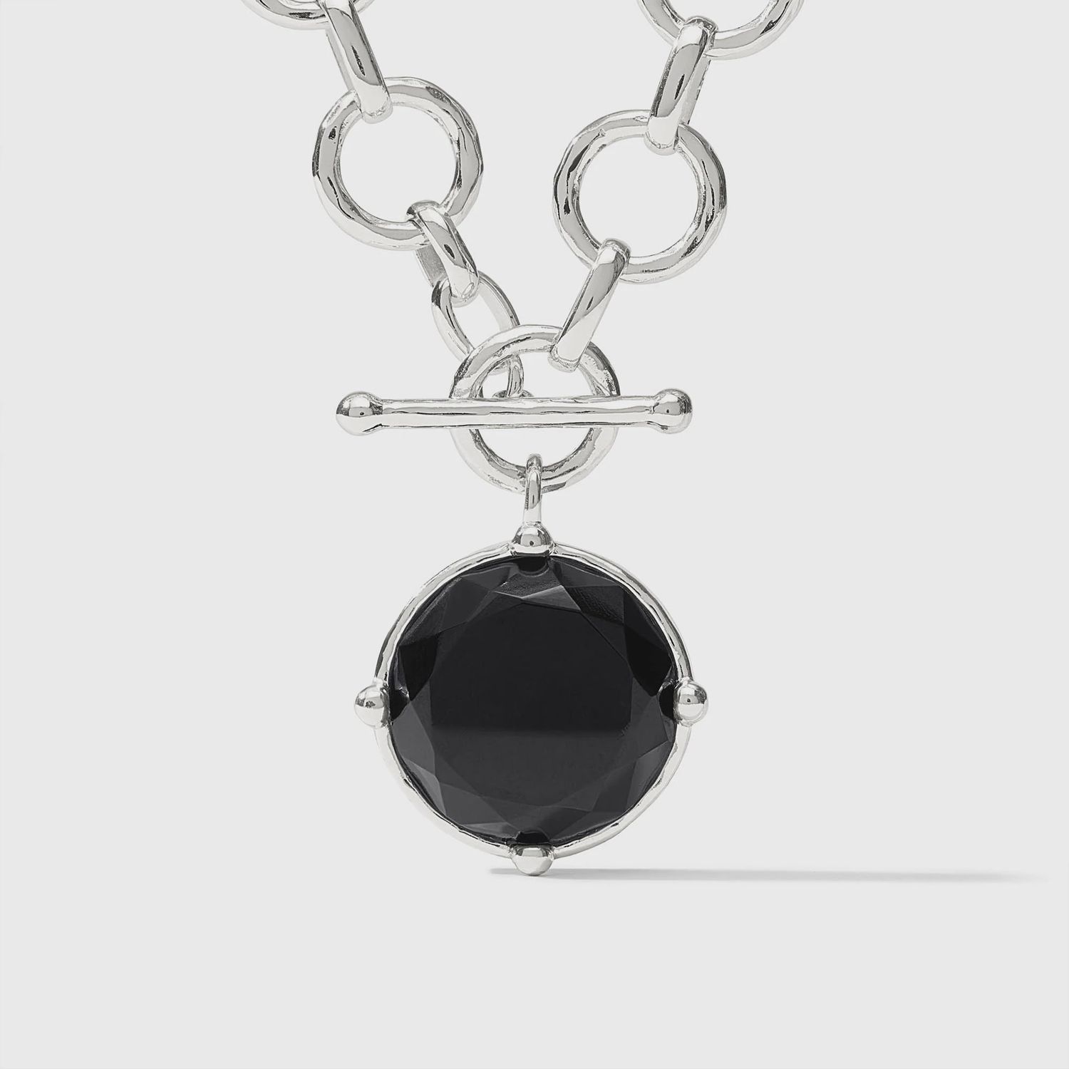 HONEYBEE STATEMENT SILVER NECKLACE OBSIDIAN BLACK