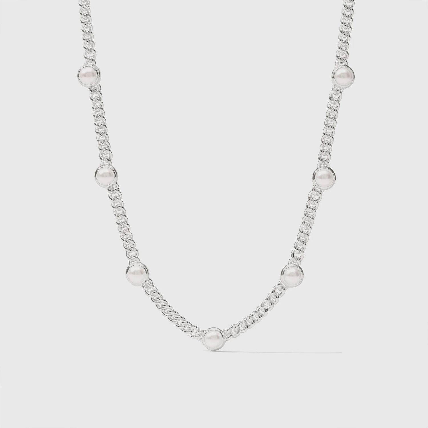 DOLCE DELICATE STATION SILVER NECKLACE PEARL