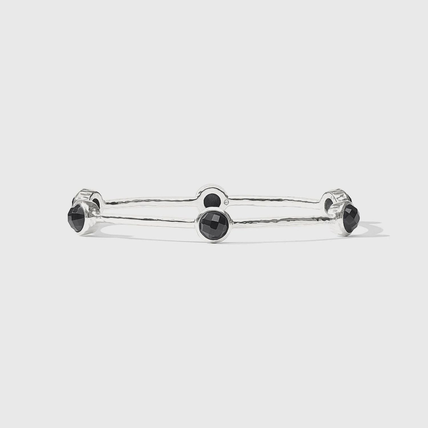MILANO LUXE SILVER BANGLE OBSIDIAN BLACK MEDIUM