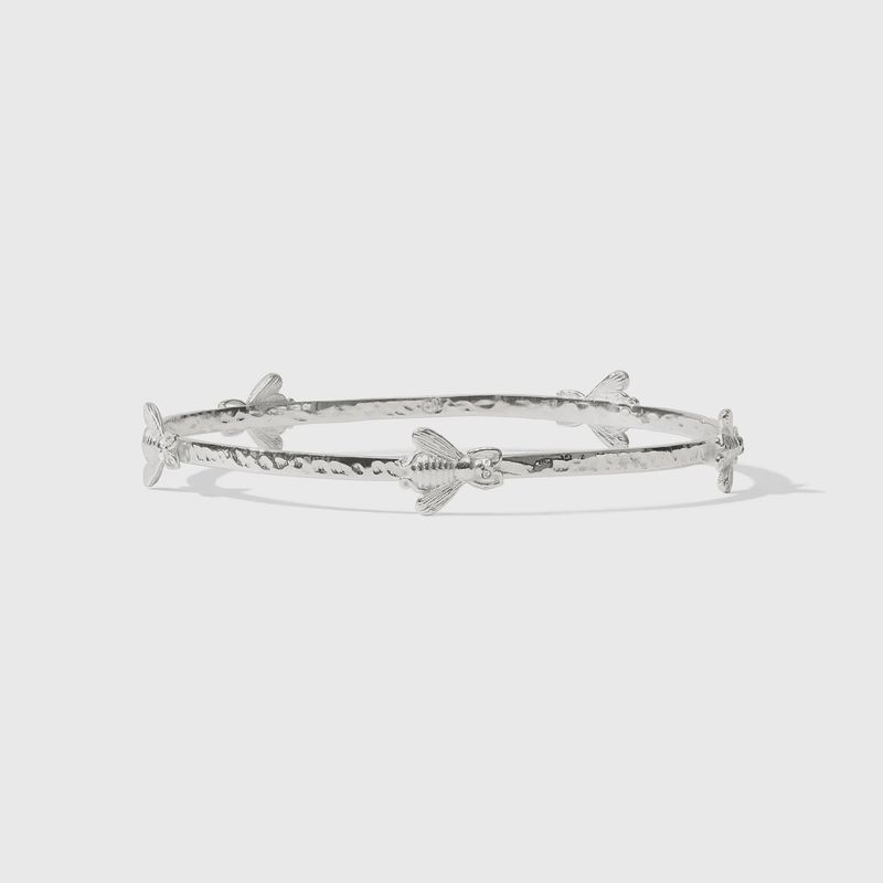 BEE SILVER BANGLE CZ LARGE