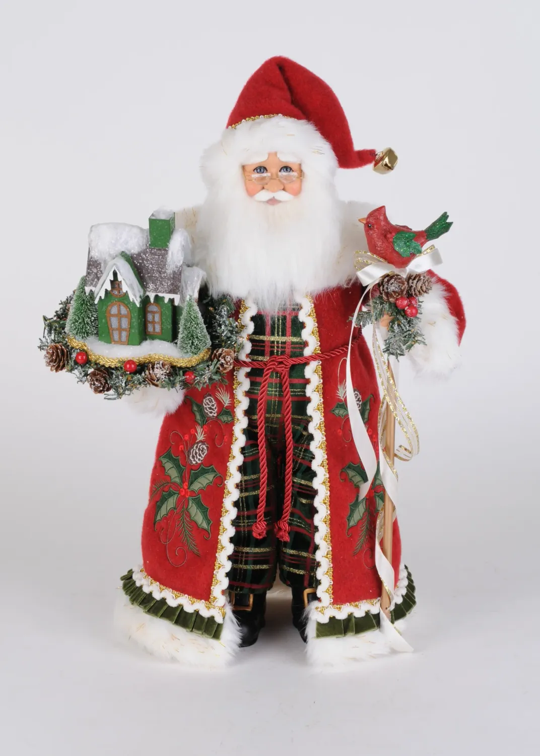 LIGHTED EVERGREEN VILLAGE SANTA