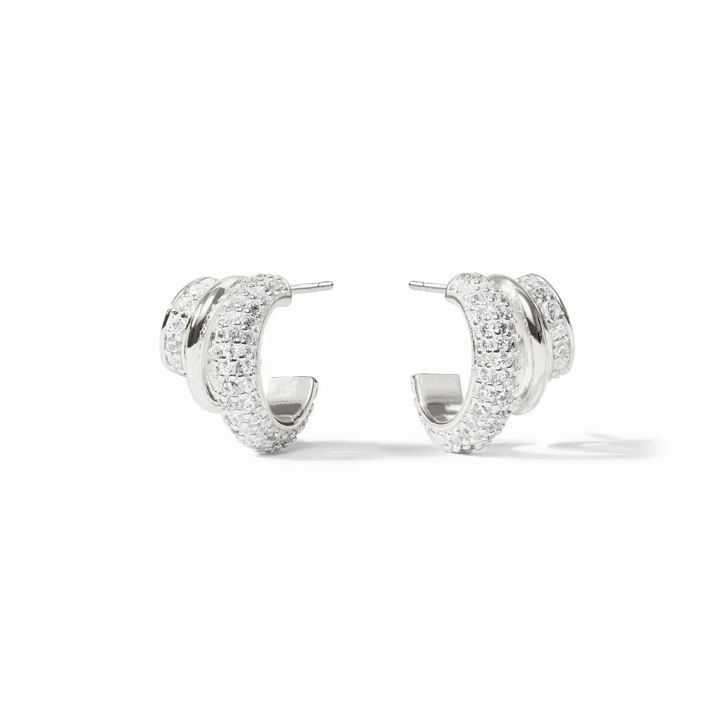 STARDUST TRIPLE HOOP SILVER EARRING CUBIC ZIRCONIA