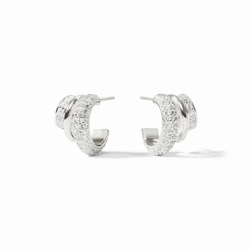 STARDUST TRIPLE HOOP SILVER EARRING CUBIC ZIRCONIA