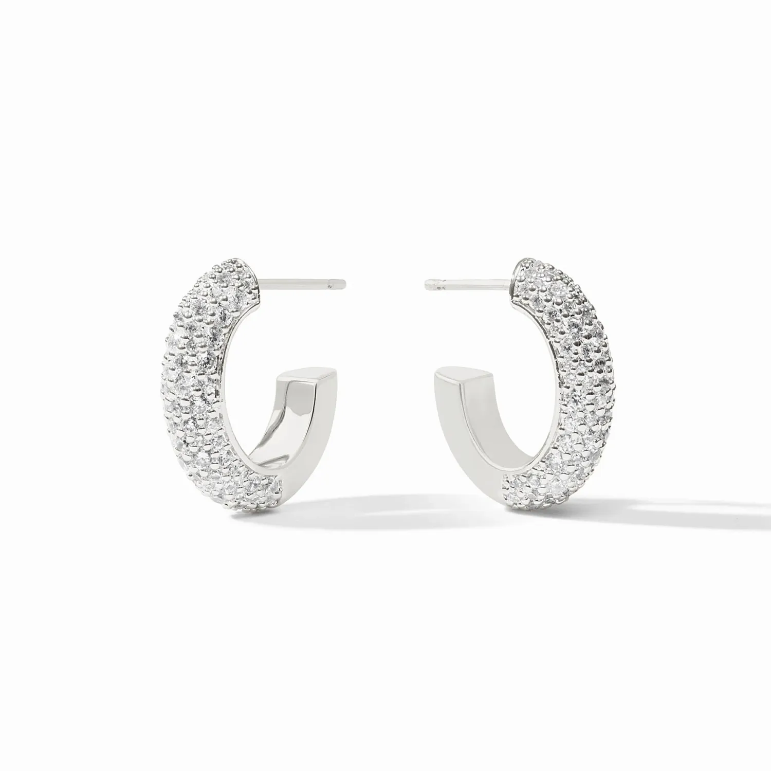 STARDUST HOOP SILVER EARRING CUBIC ZIRCONIA MEDIUM