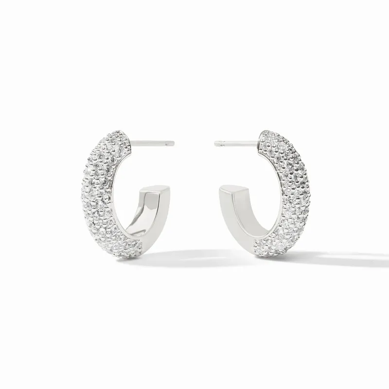 STARDUST HOOP SILVER EARRING CUBIC ZIRCONIA MEDIUM