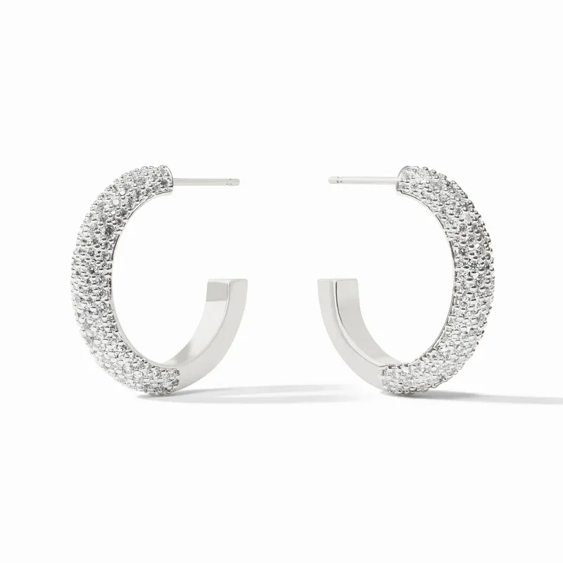 STARDUST HOOP SILVER EARRING CUBIC ZIRCONIA LARGE