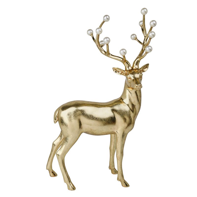 PEARL ANTLER DEER STANDING 11 X 20"