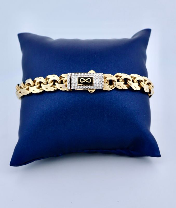 Brazalete Monaco de Hombre 10k Size 8" x 8mm Peso 14.2g HO100011643
