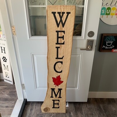 What's Up Gnomies/Welcome Double Sided Live Edge Sign