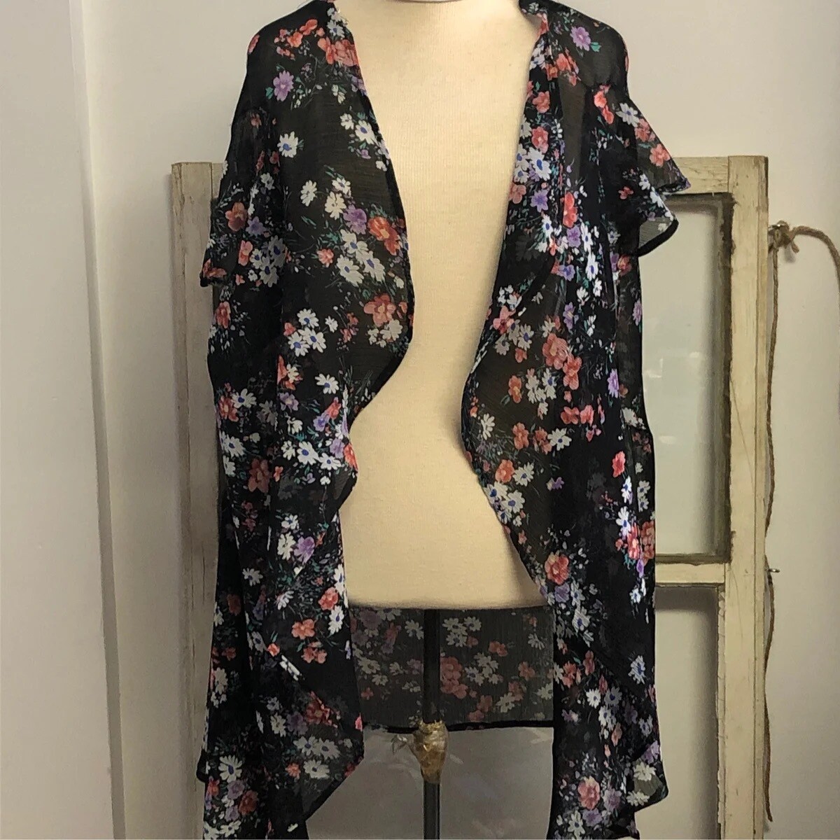 Black Floral Vest
