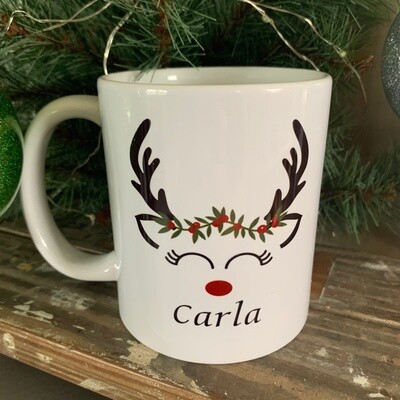 Personalized Female Reindeer Design For Drinkware