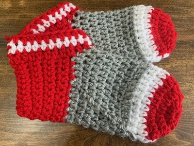 Kids Slippers - Red and Grey size 3-5