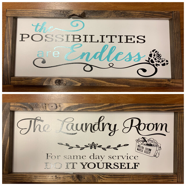 Laundry Room/Possibilities Double Sided Wooden Sign With Frame