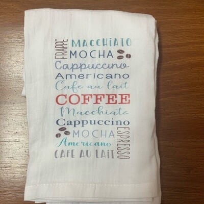 Coffee Words Tea Towel