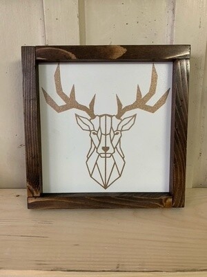 Deer Head Wooden Sign With Frame