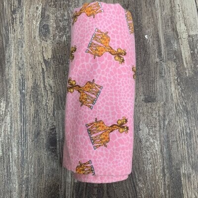 Pink Giraffe Double Receiving Blanket