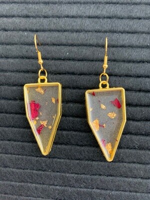 Gold And Red Resin Earrings