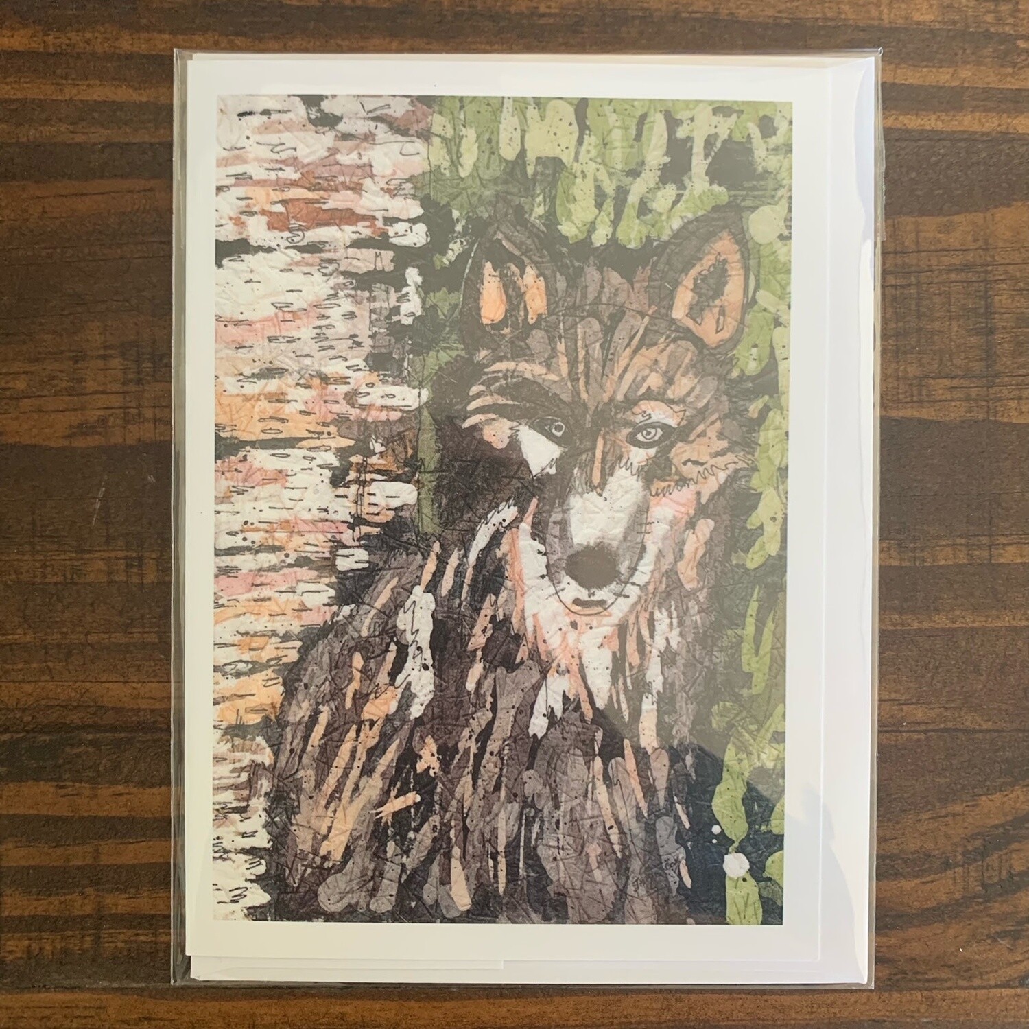 Wolf Watercolour Card