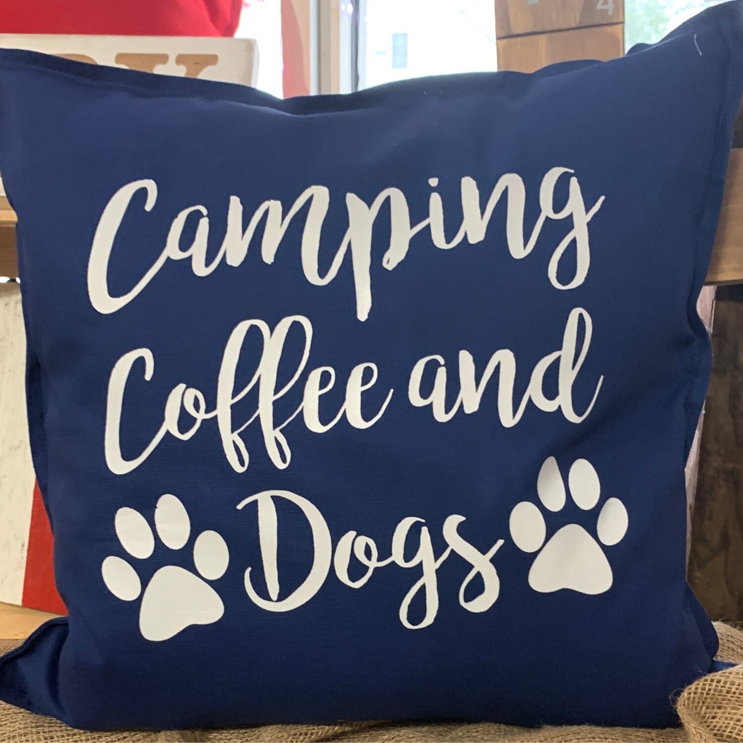 Camping, Coffee And Dogs Pillow