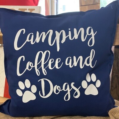 Camping, Coffee And Dogs Pillow
