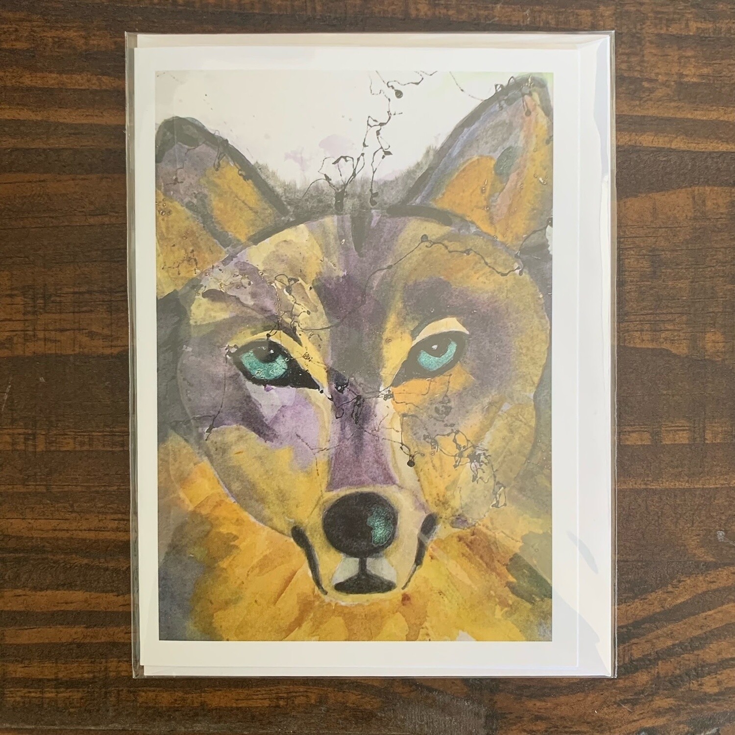 Wolf Watercolour Card