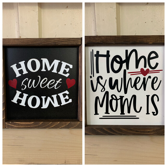 Home Sweet Home/Home Is Where Mom Is Double Sided Wooden Sign With Frame