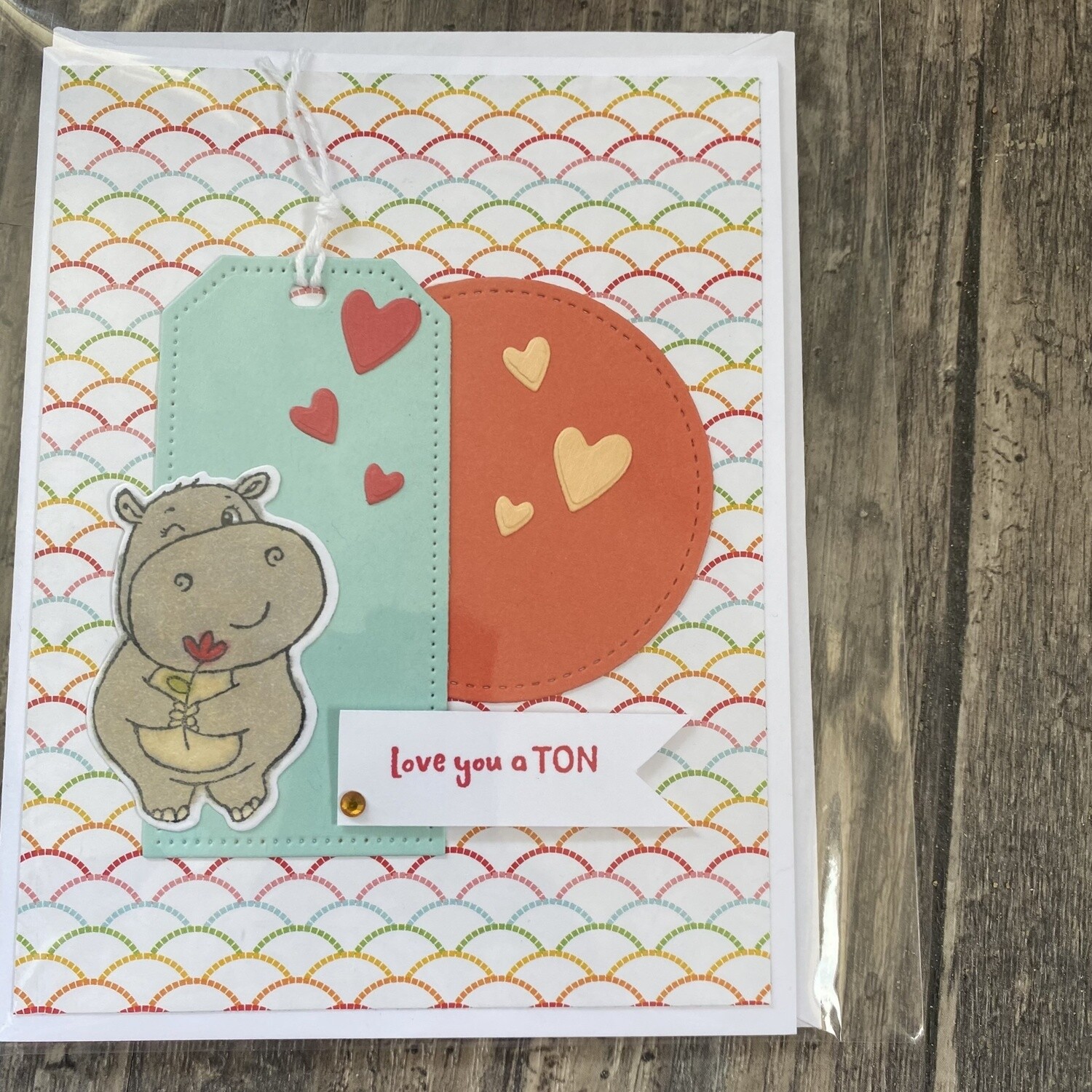 Love You A Ton Hippo - Birthday Card