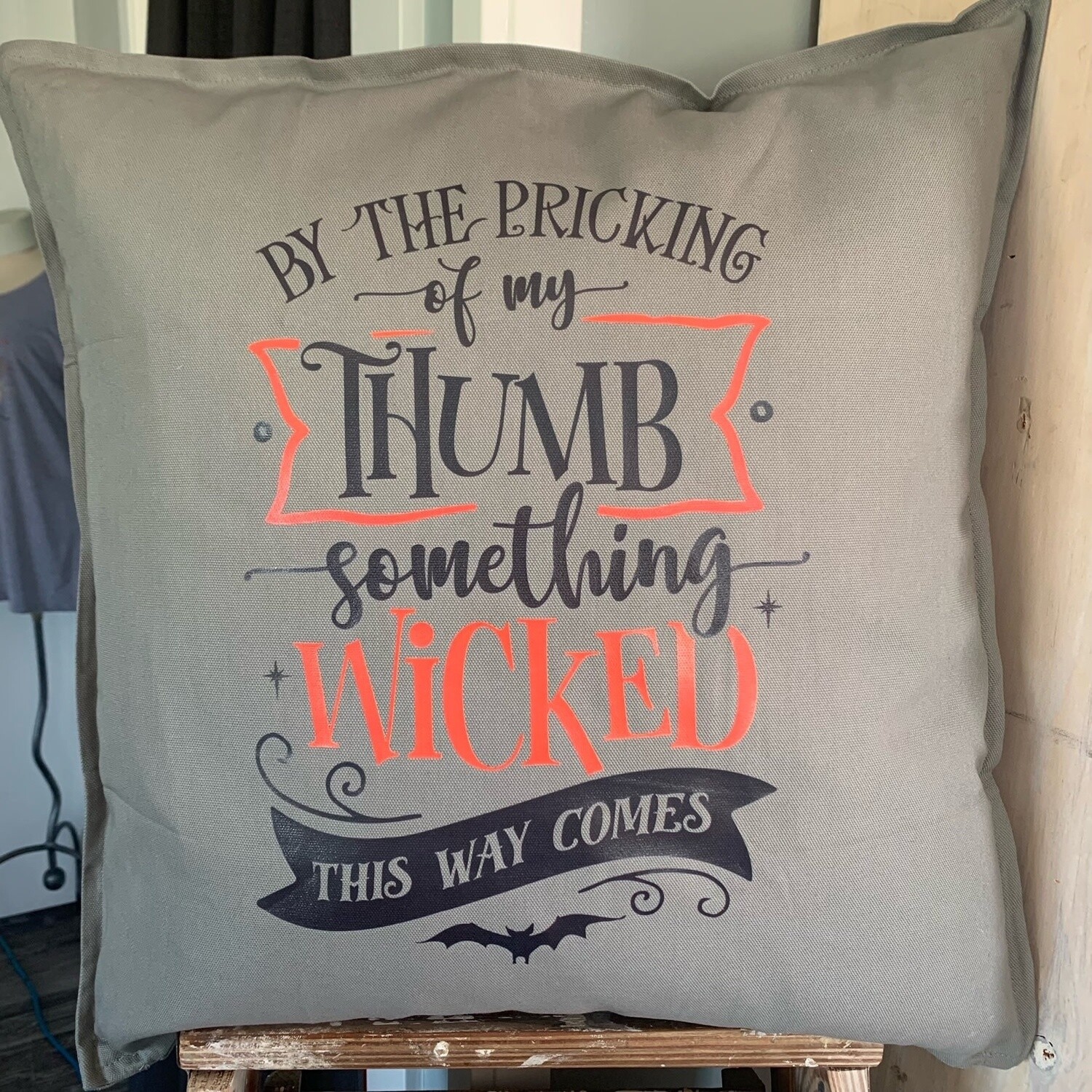 By The Pricking Of My Thumb Pillow