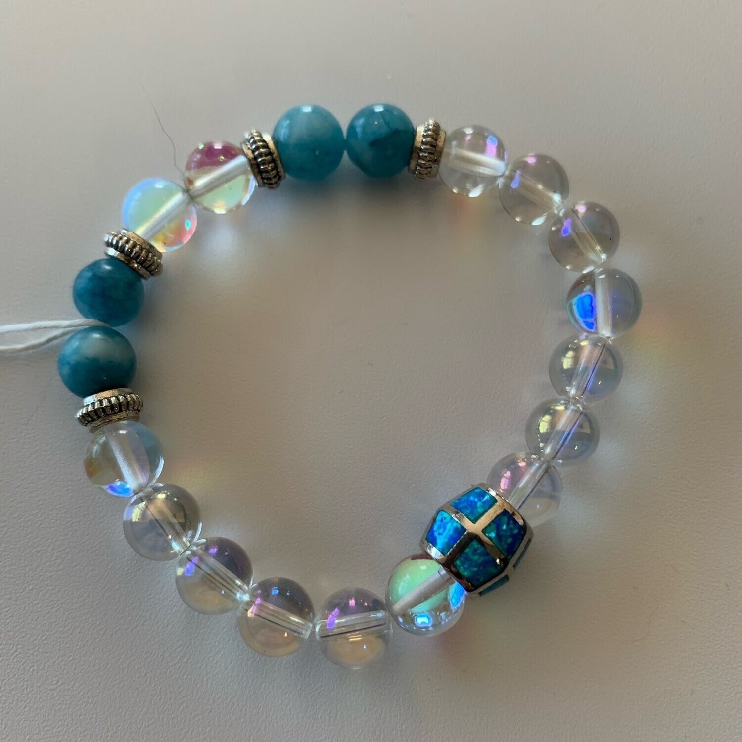 Angel Aura Quartz, Australian Opal &amp; Blue Angelite Bracelet