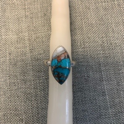 Spiny Oyster Turquoise Ring (Size 9.5)